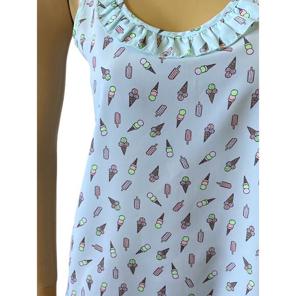 CANDIES Womens Size XS Sleeveless Ruffled Ice Cream Cone Print Tank Top Shirt - Picture 7 of 9